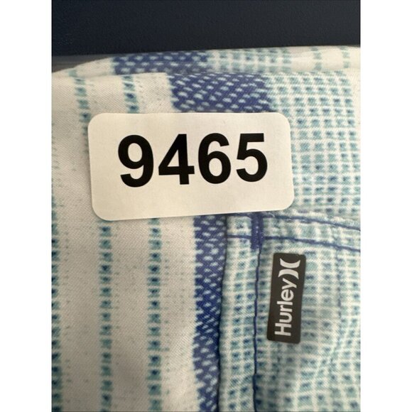 Hurley Men's 38 Board Shorts Hybrid Blue Stripe Inseam 9" Lace Up - Picture 10 of 11